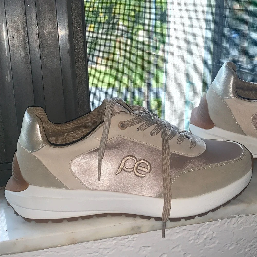 Perry Ellis Metallic Beige Sneakers - Picture 5 of 8
